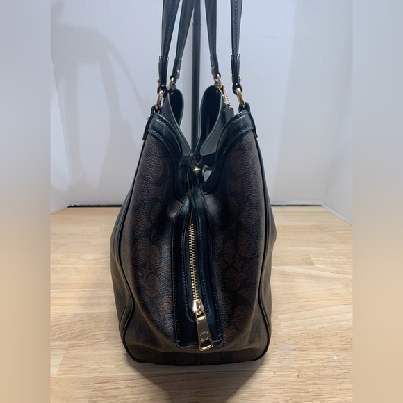 Coach Kristy Signature Brown with Black Trim Shoulder Bag/Tote NWOT - Picture 4 of 13